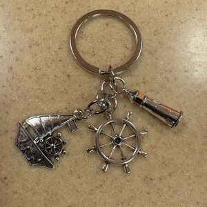 🔴Nautical Silver Keychain with Charms